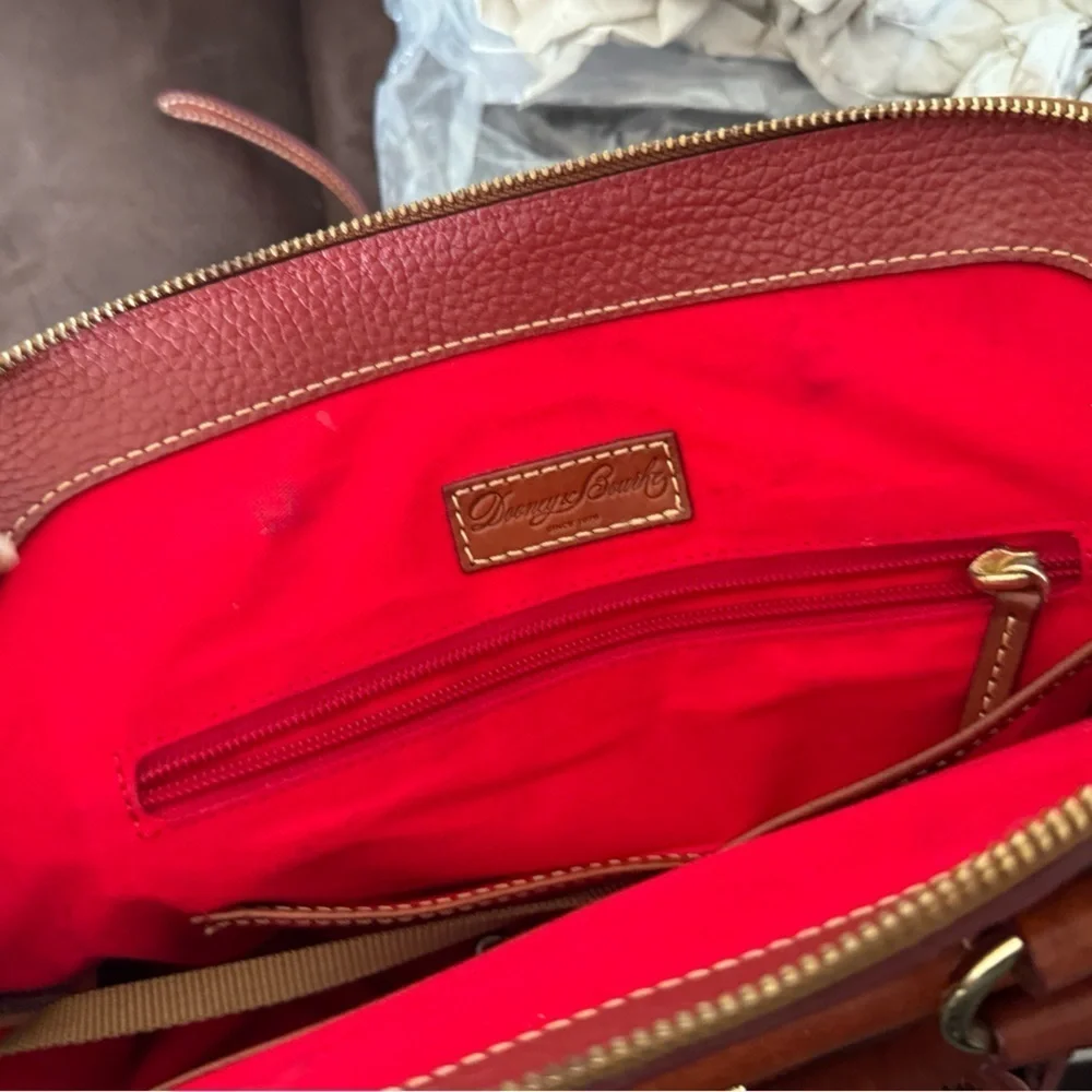 Dooney & Bourke Red Satchel with Gold Hardware